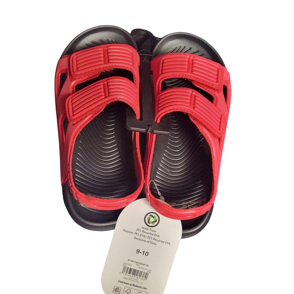 Wonder Nation Toddler Two Strap Sandals Red Black EVA Size 9-10 BT WN SDL